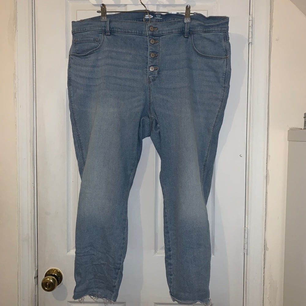 Button fly straight leg jeans